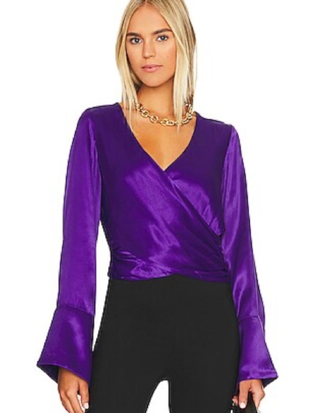 L'Academie Purple Wrap Blouse